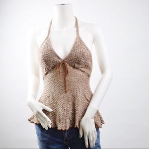 Unbranded Women’s Size XS Brown Knit Halter Top